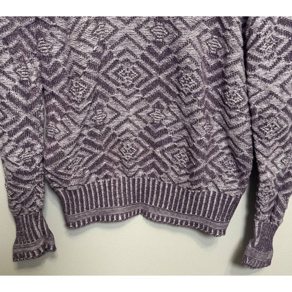VTG Crew Cotton Fair Isle Purple White Crew Sweater‎ M